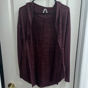 Burgundy colored Mudd Brand Heathered Cardigan with Relaxed Fit